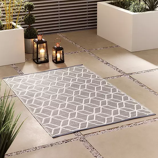 Fallen Fruits Garden Carpet Graphical Grey/White