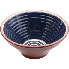 Swirly Ribbed Bowl Blue & Cream