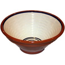 Ribbed Swirly Bowl Cream & Blue