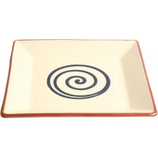 Square Swirly Platter Cream & Blue