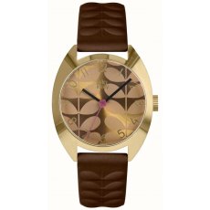 Orla Kiely Beatrice Watch With Brown Leather Strap