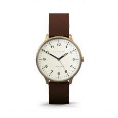 Newgate Blip Brass Case Cream Dial Brown Strap Watch