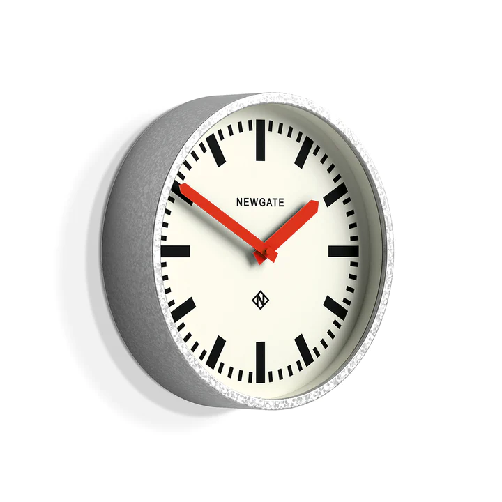 Newgate Luggage Wall Clock in Galvanised and Red