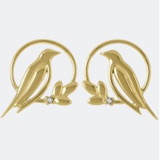 Sara Miller Birds On Circle Earrings Gold