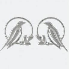 Sara Miller Bird Charm Earrings Silver