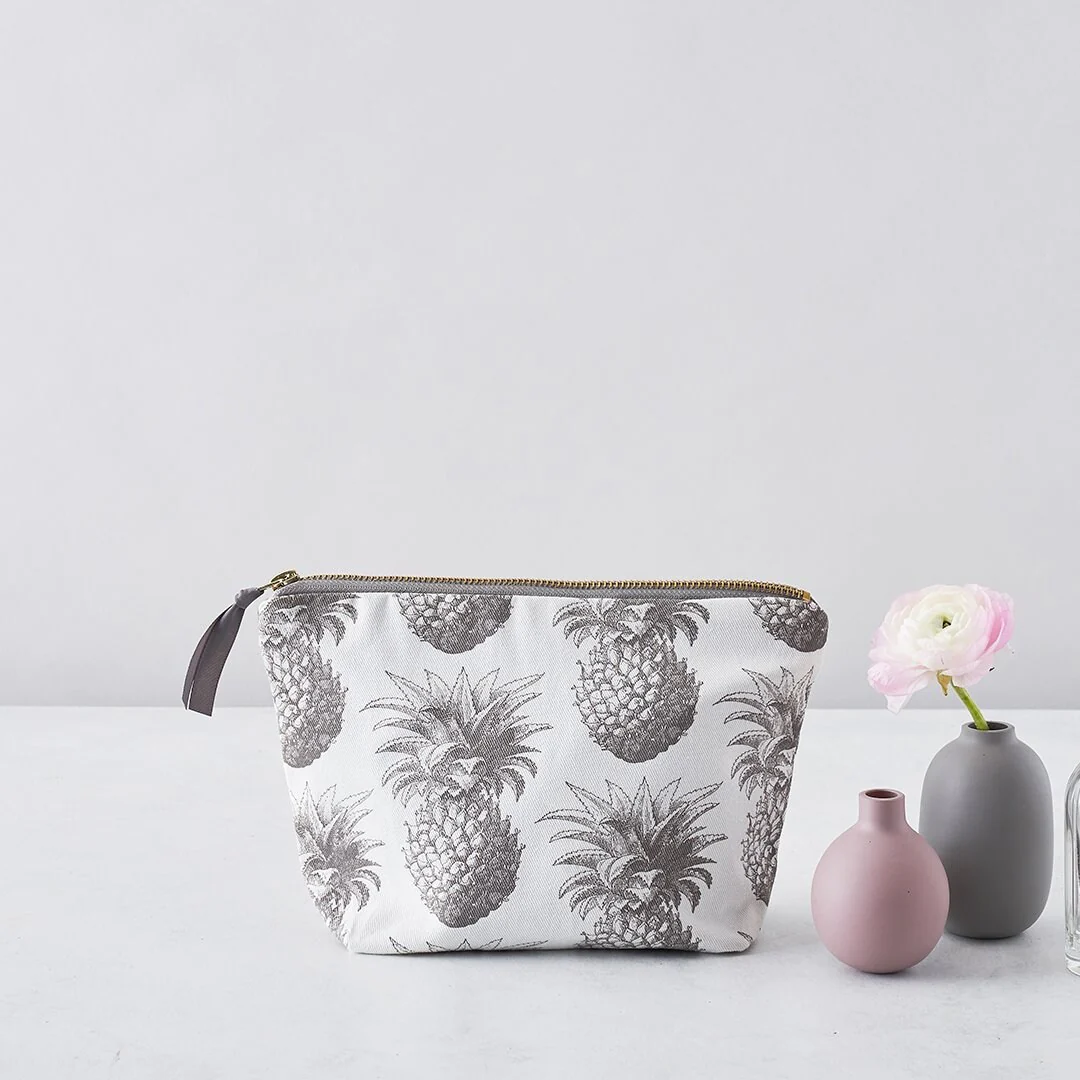 Thornback & Peel Grey Pineapple Cosmetic Bag