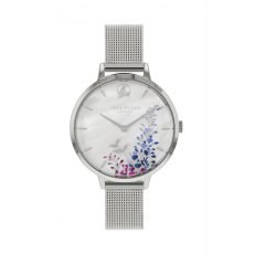 Sara Miller Wisteria Silver Mesh/White Watch