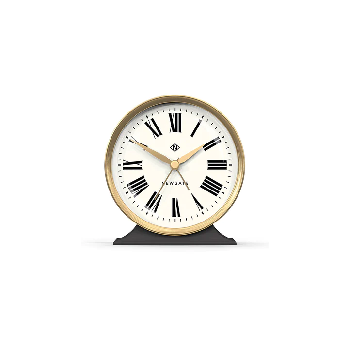Newgate Hotel Alarm Clock in Dark Grey and Brass