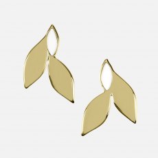 Sara Miller White Enamel Leaf Stud Earrings Gold