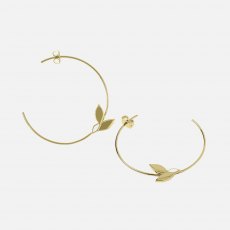 Sara Miller Enamel Leaf Hoop Earrings Gold