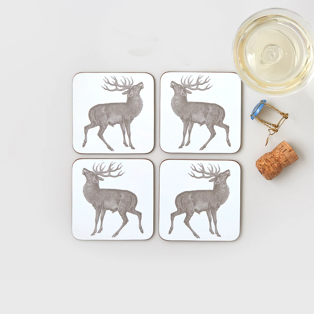 Thornback & Peel Stag & Mistletoe Coasters Set Of 4