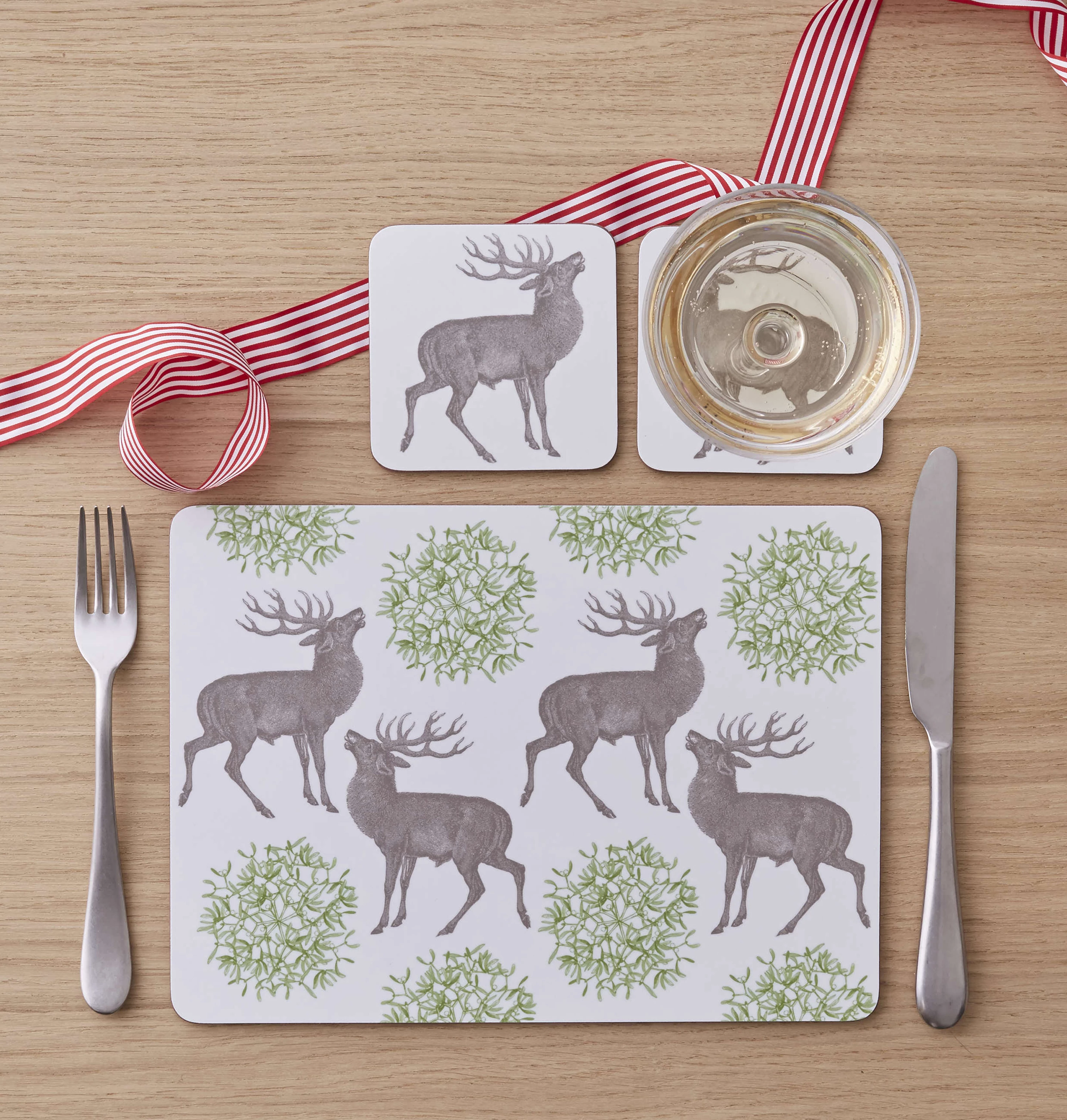 Thornback & Peel Stag & Mistletoe Coasters Set Of 4