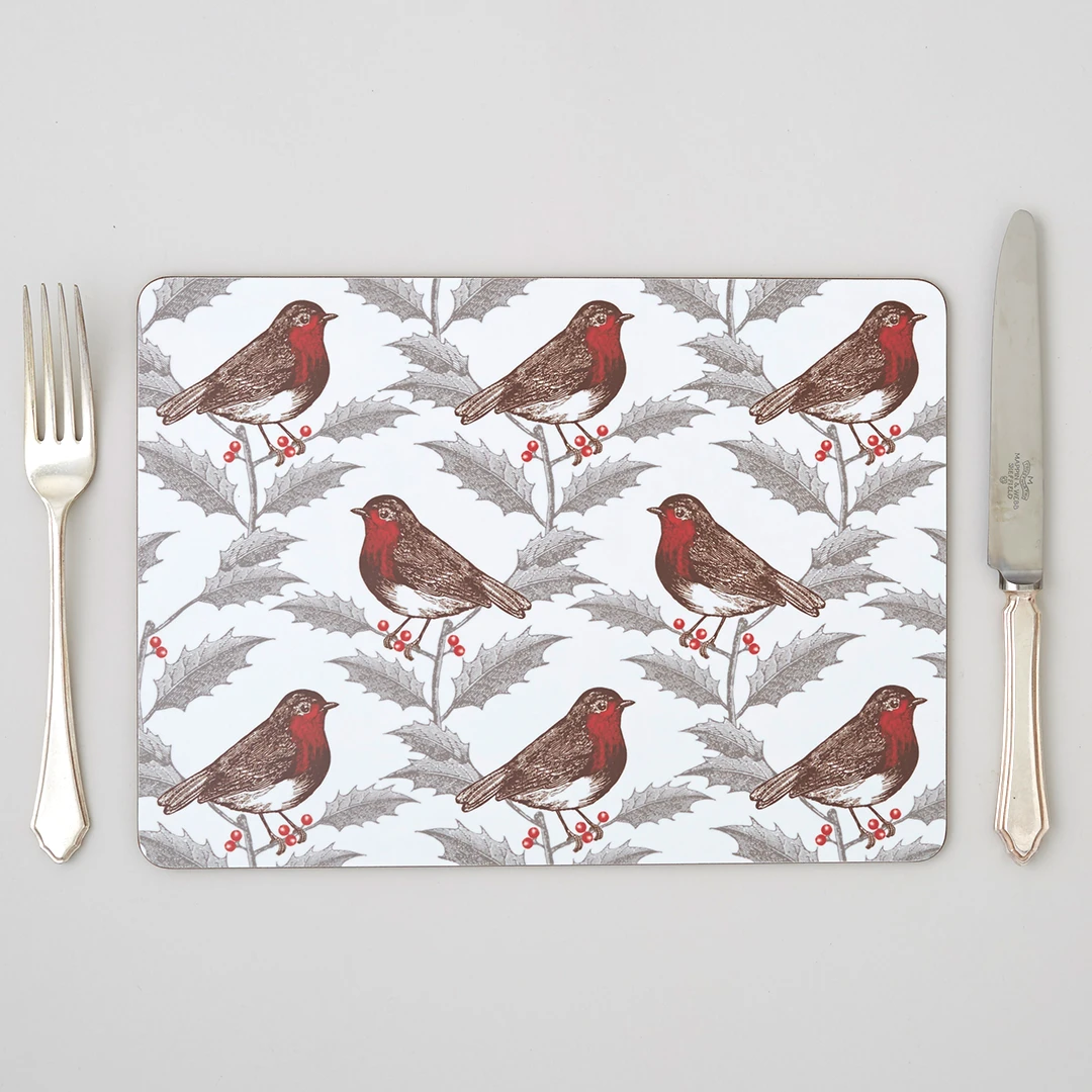 Thornback & Peel Robin & Holly Set of 4 Placemats