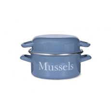 Enamel Mussel Pot Dorset Blue