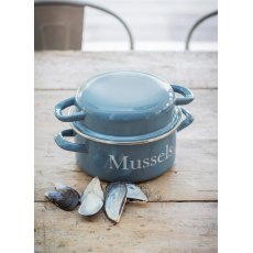 Enamel Mussel Pot Dorset Blue