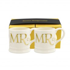 Emma Bridgewater Gold Set of 2 Tiny Mugs Boxed