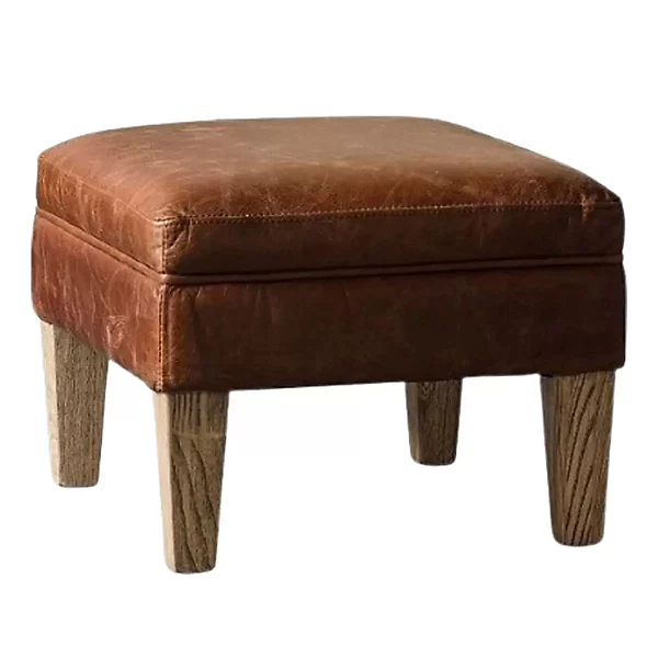DWYRYD Vintage Brown Leather Stool DWYRYD Vintage Brown Leather Stool