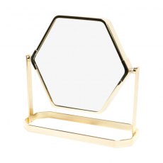 Honey Bee Light Gold Hexagonal Table Mirror