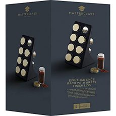 MasterClass Eight Jar Spice Rack With Mattt Black & Brass