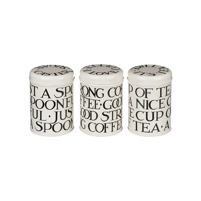 Emma Bridgewater Black Toast Set Of 3 Round Caddies