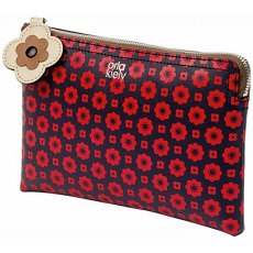 Flower Foulard Cosmetic Pouch Navy & Red