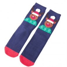 Santa Reindeer Socks Navy