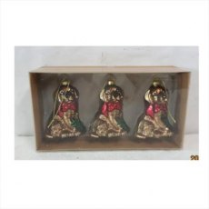 Box/3 Gold Hanging Glass Dog Ornaments