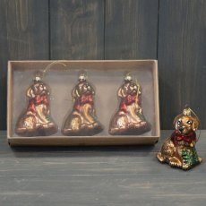 Box/3 Gold Hanging Glass Dog Ornaments