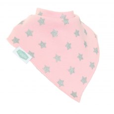 Ziggle Pink with Silver Glitter Stars Baby Bandana Dribble Bib