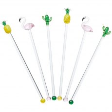 BarCraft Glass Novelty Tropical Cocktail Stirrers