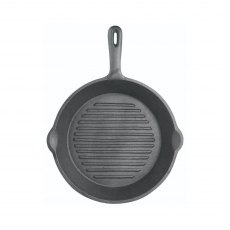 Cast Iron Round Grill Pan Ribbed Base 24cm