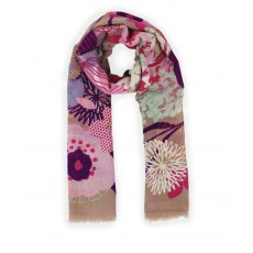 Powder Modern Floral Print Scarf Stone