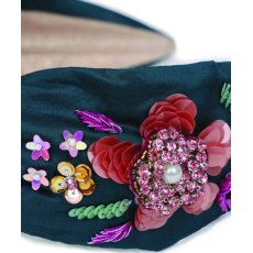 Powder Embroidered Floral Headband Teal