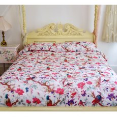 Powell Craft Red Birds/Flowers Double Quilted Throw 240x260cm