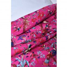 Powell Craft Hot Pink Birds Double Quilted Throw 265x220cm