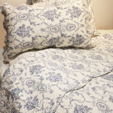 Powell Craft Grace Blue Quilted Bedspread