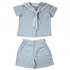 Blue Linen Sailor Top & Short Set 1-2 Years