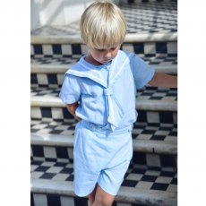 Blue Linen Sailor Top & Short Set 1-2 Years