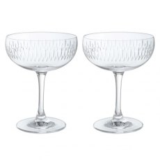 Dartington Crystal Limelight Mitre Champagne Saucers Pair