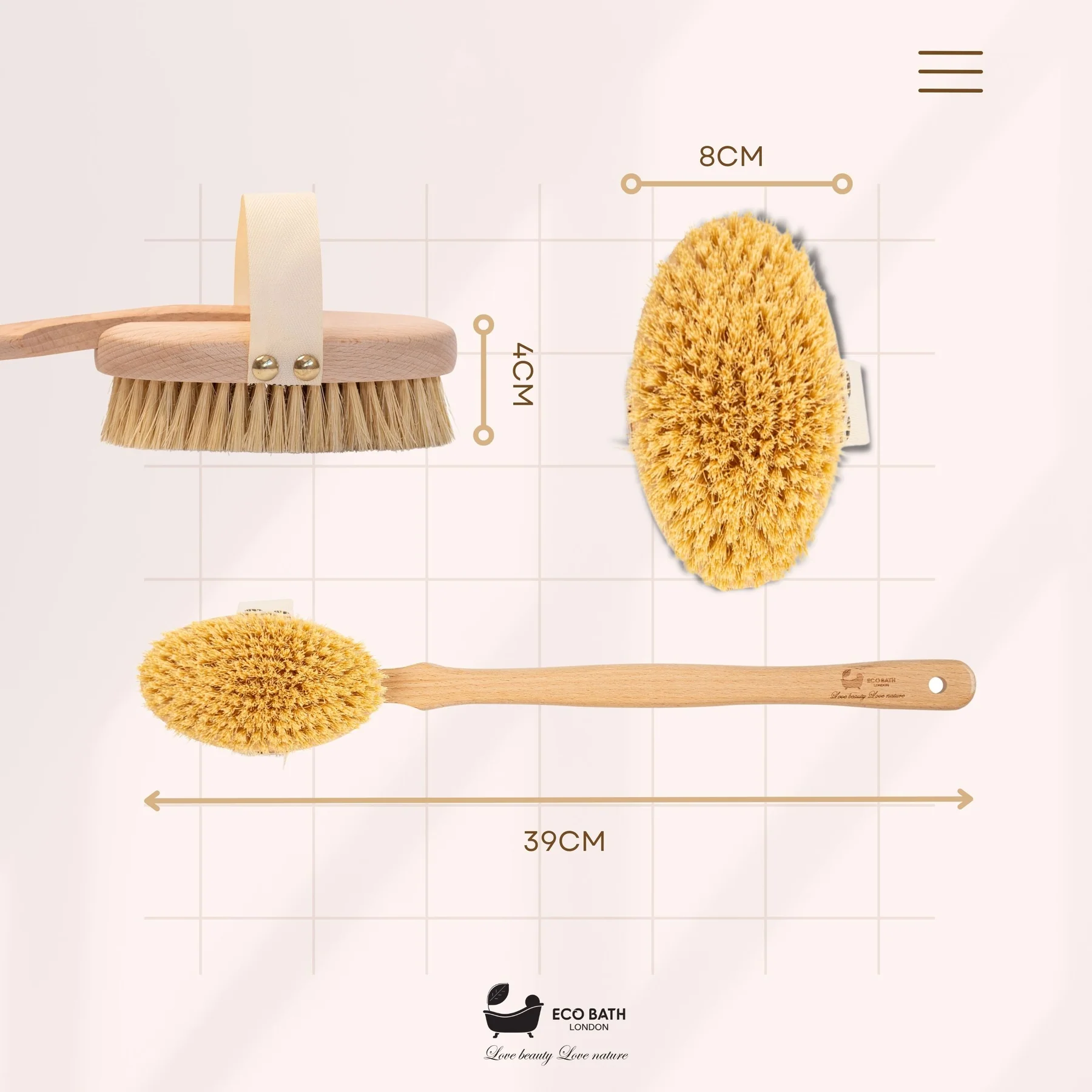 Eco Bath Natural Sisal Body Brush Hard