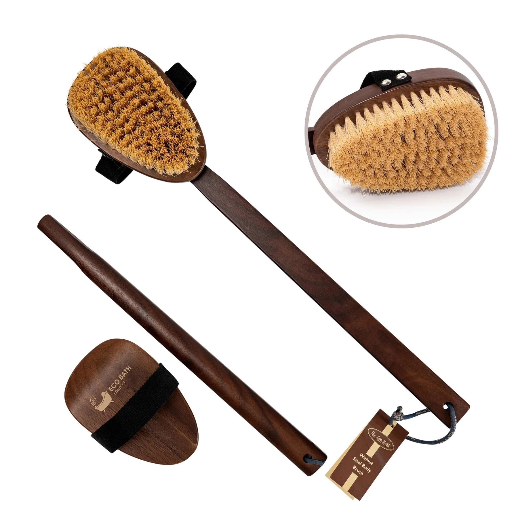 Eco Bath Natural Sisal Walnut Wood Body Brush