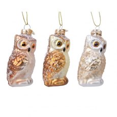 Glass Owl On Hanger 3 Asstd
