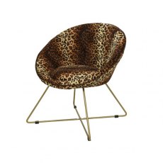 Lounge Chair Leopard Fur 71x62x69cm