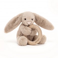 Jellycat Bashful Beige Bunny Wooden Ring Toy