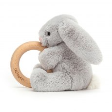 Jellycat Bashful Silver Bunny Wooden Ring Toy