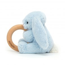 Jellycat Bashful Blue Bunny Wooden Ring Toy