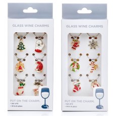 Premier Wine Glass Charms Set of 6 - Xmas Tree or Snowflake Premier Wine Glass Charms Set of 6 - Xmas Tree or Snowflake