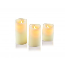 S/3 Dancing Flame Candles Cream With Timer