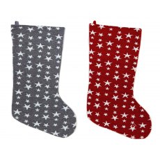 Star Stocking Red/Grey 60cm