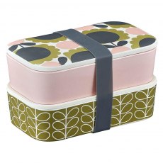 Orla Kiely Bamboo Two Tier Lunch Box Scallop Flower Forest
